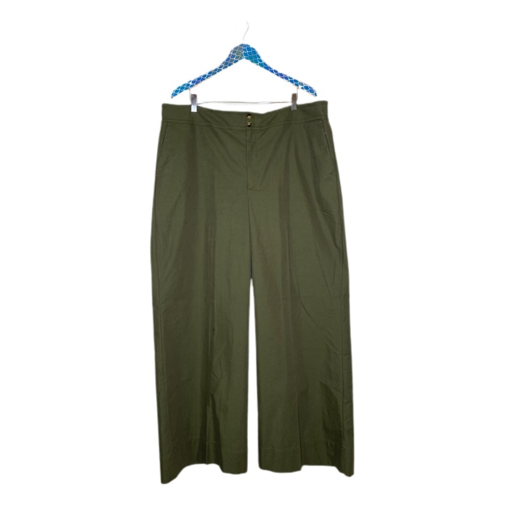 J. Crew Frankie Green Stretch Twill Wide Leg Pants